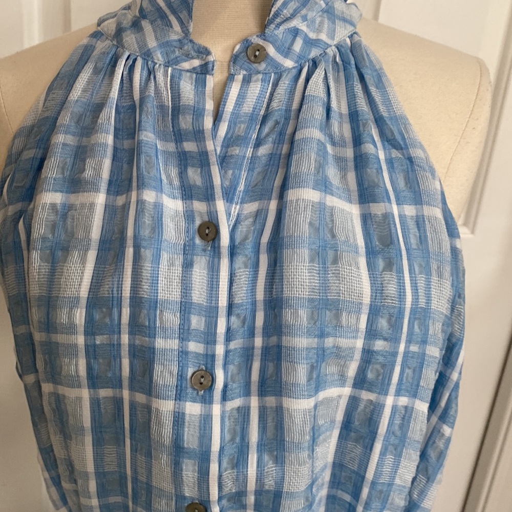 Antropologie blue gingham midi shirt dress size 2x plus Dorothy - Picture 14 of 15